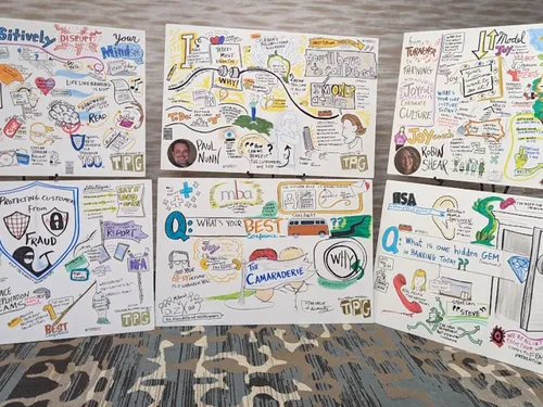 Graphic Recordings from a banking and finance event in Michigan.