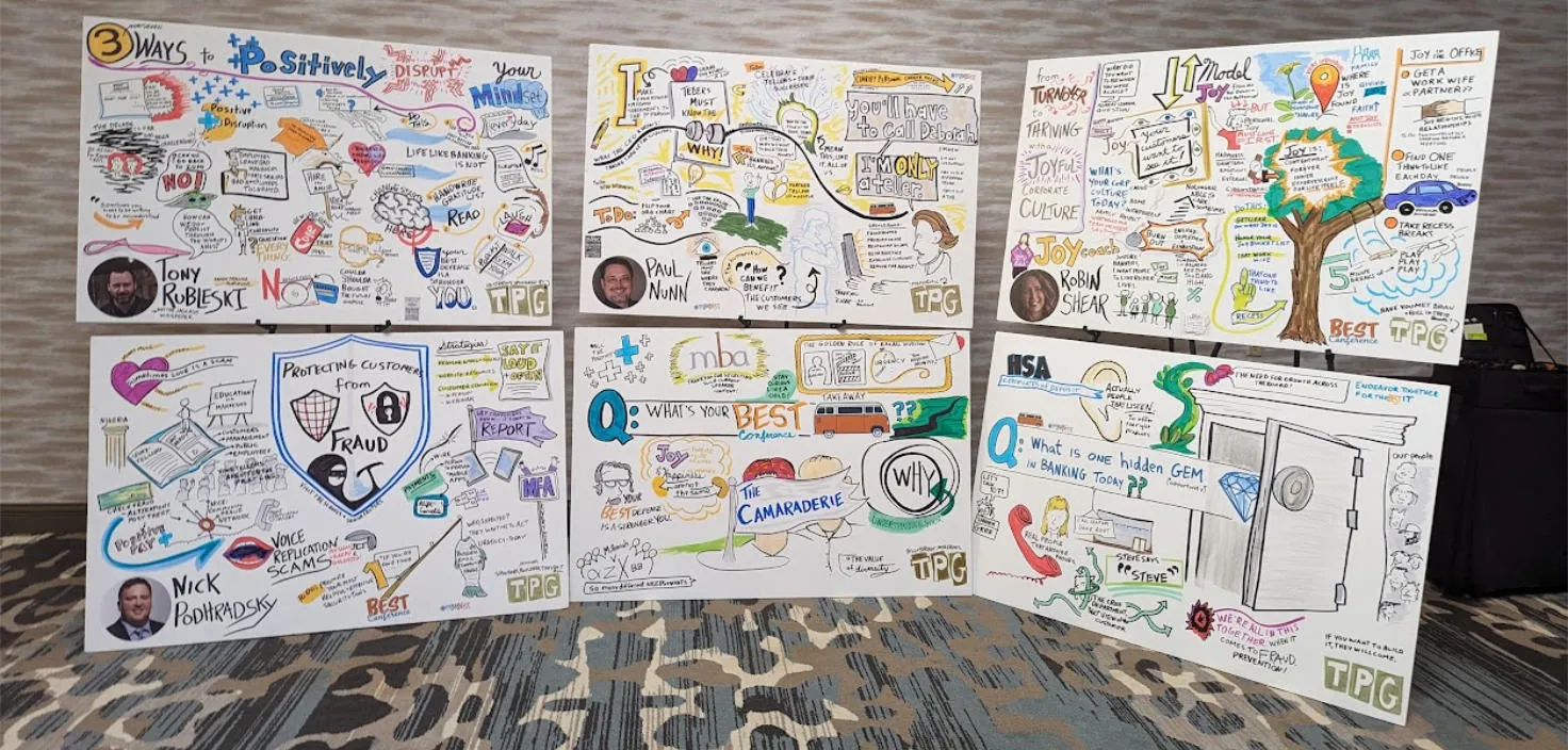 Graphic Recordings from a banking and finance event in Michigan.